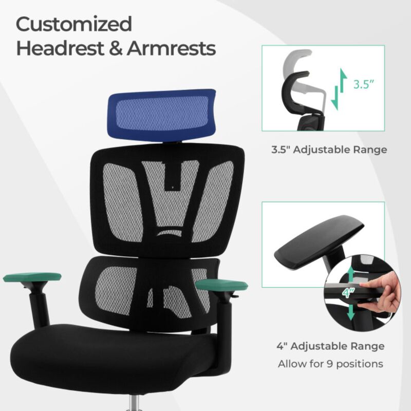 Hivvago Ergonomic Office Chair with N Type Lumbar Support and Adjustable Headrest