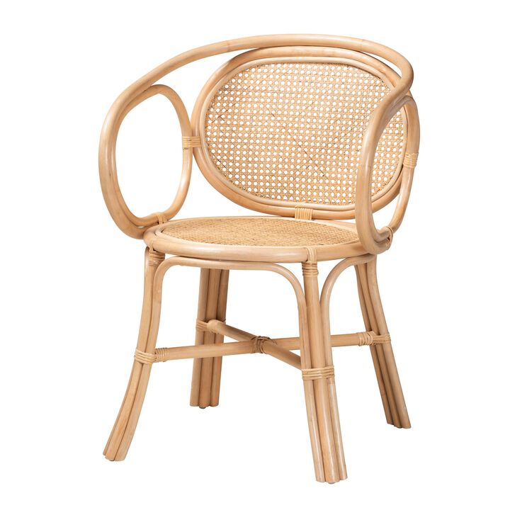 Bali & Pari Palesa Modern Bohemian Natural Brown Rattan Dining Chair