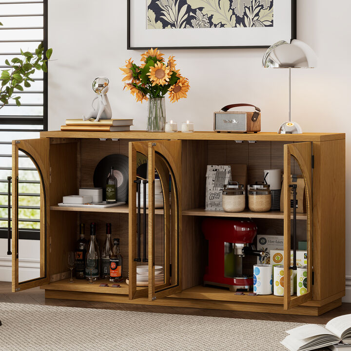 Merax Storage Sideboard Buffet Cabinet with Glass Doors