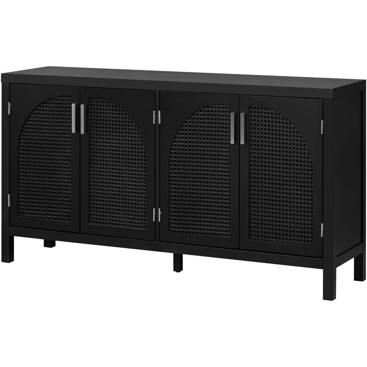 60" Kitchen Sideboard Storage Buffet Cabinet, Black