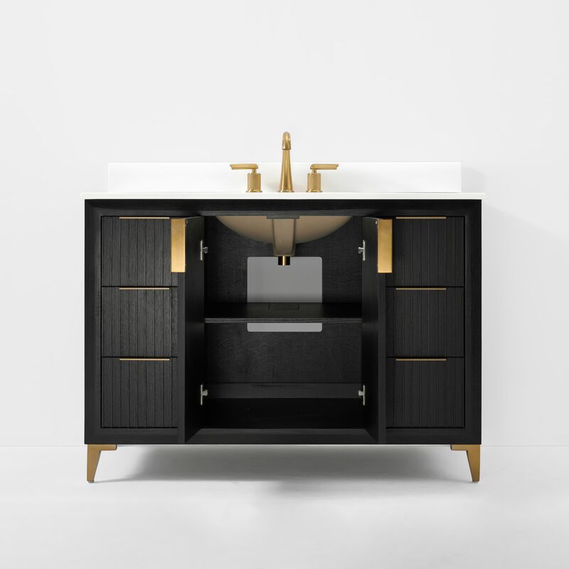 Turlington 48 in. Dark Oak Bath Vanity Set with White Quartz Vanity Top and White Undermount Basin