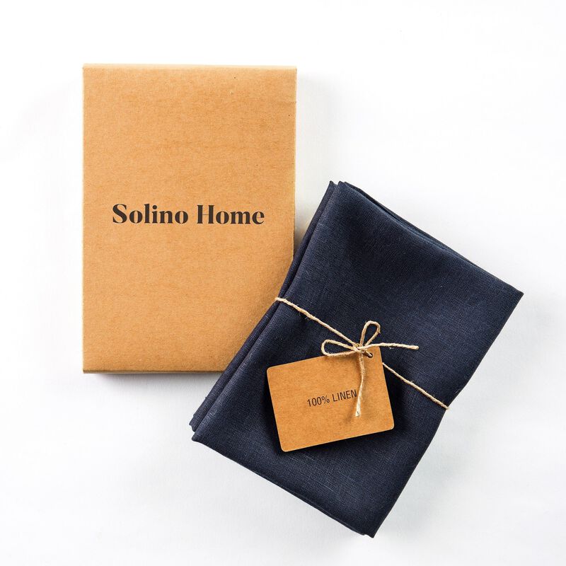 Solino Home 100% Pure Linen Kitchen Towels Set of 2 - 17 x 26 Inch | Fete
