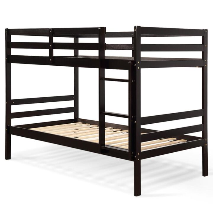 Hivvago Twin Size Sturdy Wooden Bunk Beds with Ladder and Safety Rail