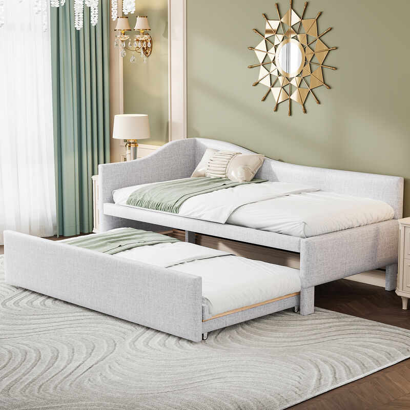Merax Upholstered L-Shaped Daybed with Pop Up Trundle