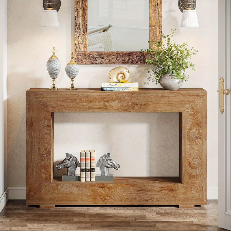 Farmhouse Console Table, 47 Inches Entryway Console Table with Storage, Industrial Hallway Accent Table for Living Room, Entrance, Deck Boxes