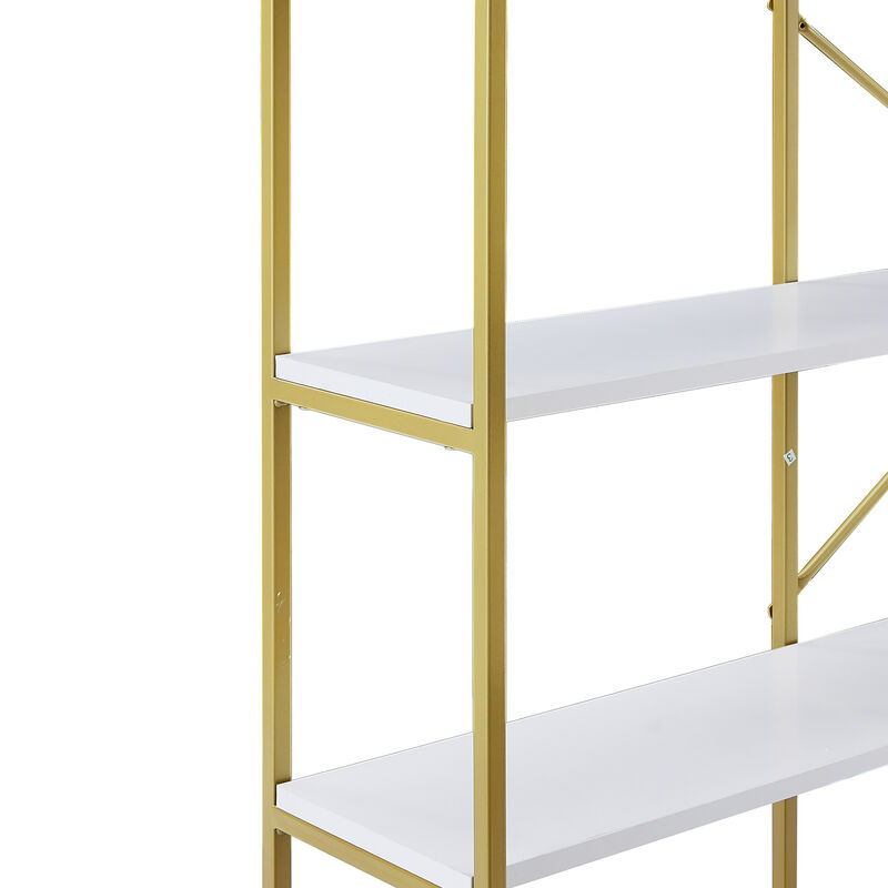 5-Tier Office Bookshelf with Round Top Modern Bookcase & Display Shelf for Home or Office Storage