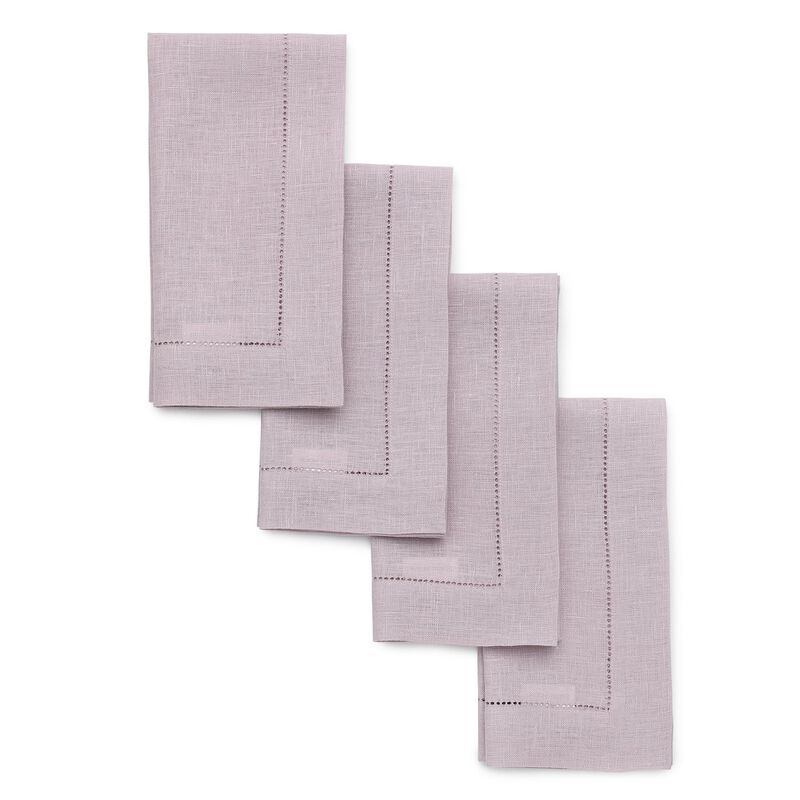 Solino Home 100% Pure Linen Dinner Napkins 20 x 20 Inch Set of 4 | Classic Hemstitch