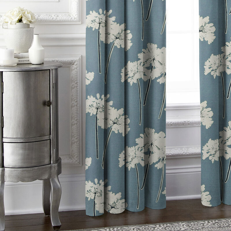 6ix Tailors Fine Linens Summerfield Blue Pinch Pleat Drapery Panel Pair