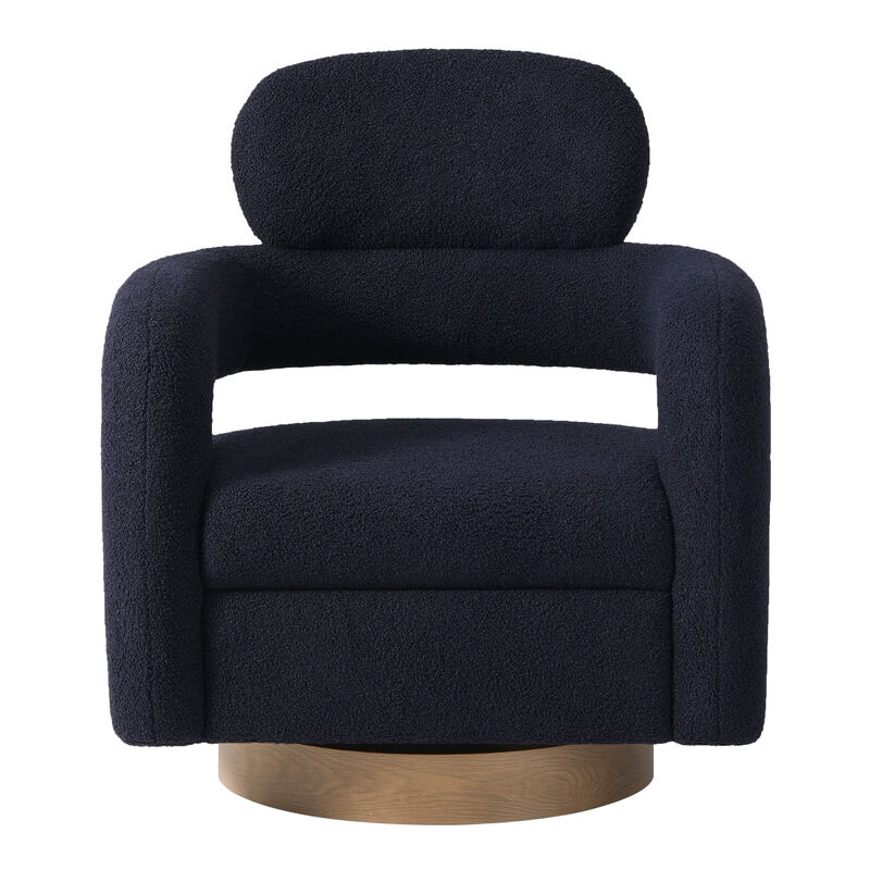 WestinTrends Mid-Century Modern Sherpa Swivel Barrel Accent Chair With Storage Ottoman