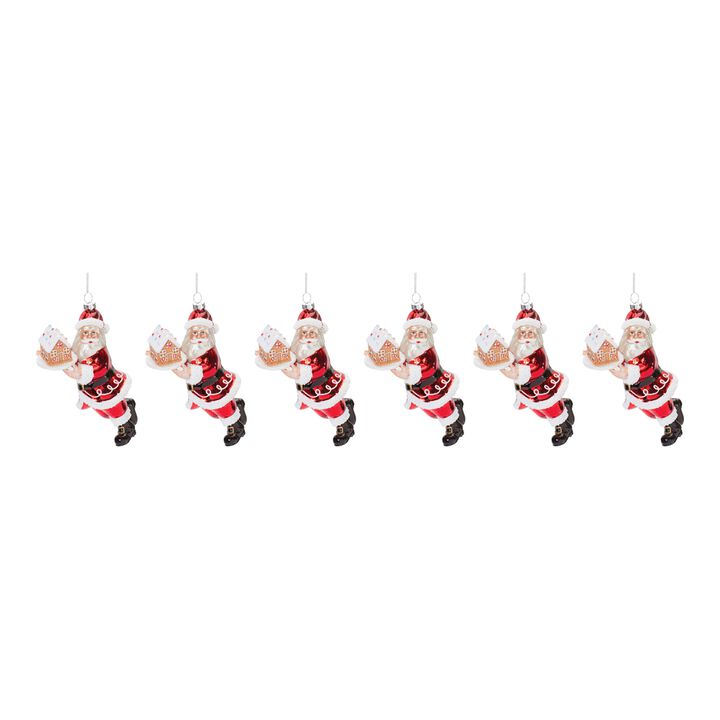 Santa with Gingerbread Christmas Ornament for Holiday Tree Decoration (Set of 6)