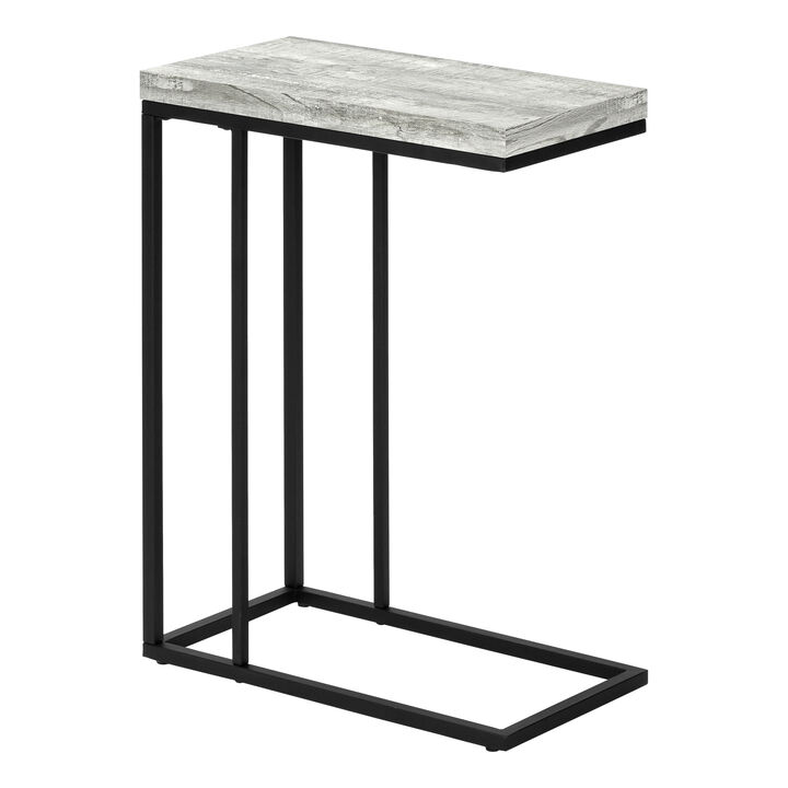 Monarch Specialties I 3404 Accent Table, C-shaped, End, Side, Snack, Living Room, Bedroom, Metal, Laminate, Grey, Black, Contemporary, Modern