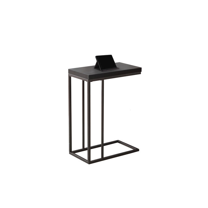 Monarch Specialties I 3088 Accent Table, C-shaped, End, Side, Snack, Living Room, Bedroom, Metal, Laminate, Brown, Contemporary, Modern