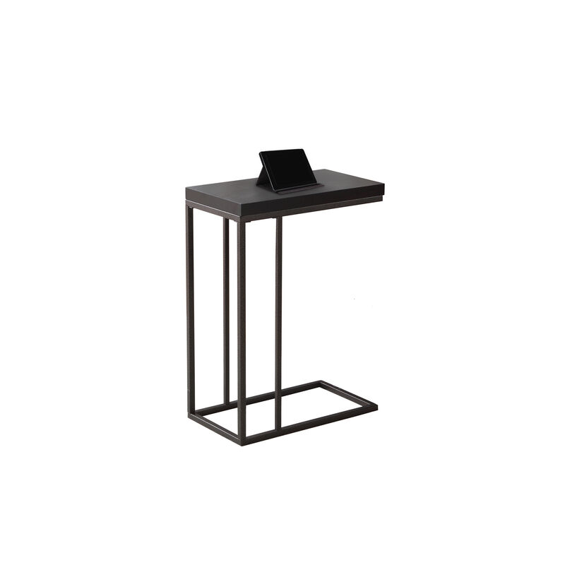 Monarch Specialties I 3088 Accent Table, C-shaped, End, Side, Snack, Living Room, Bedroom, Metal, Laminate, Brown, Contemporary, Modern