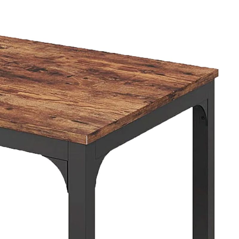 Jack Conference Table, 79 Inch Rectangular Brown MDF Top, Black Metal - Benzara