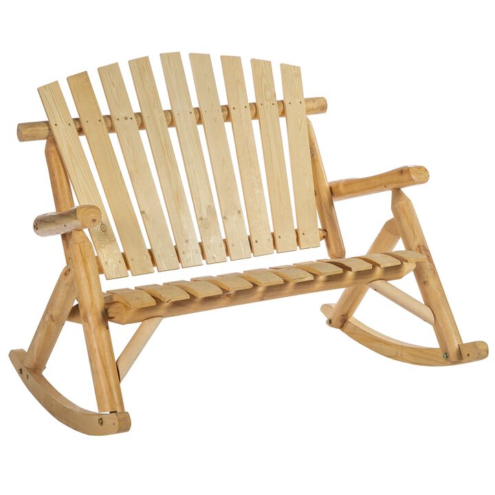 Burlywood Duo Rocker: 2-Seat Outdoor Adirondack Loveseat with High Back