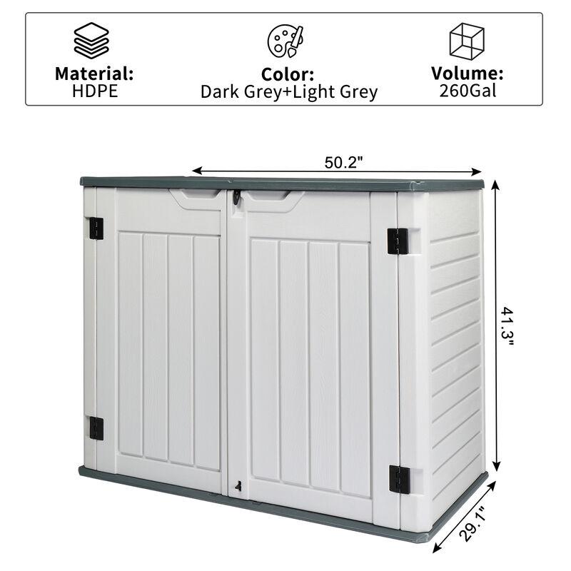 260-Gallon Heavy-Duty Resin Deck Box for Backyard & Poolside Storage