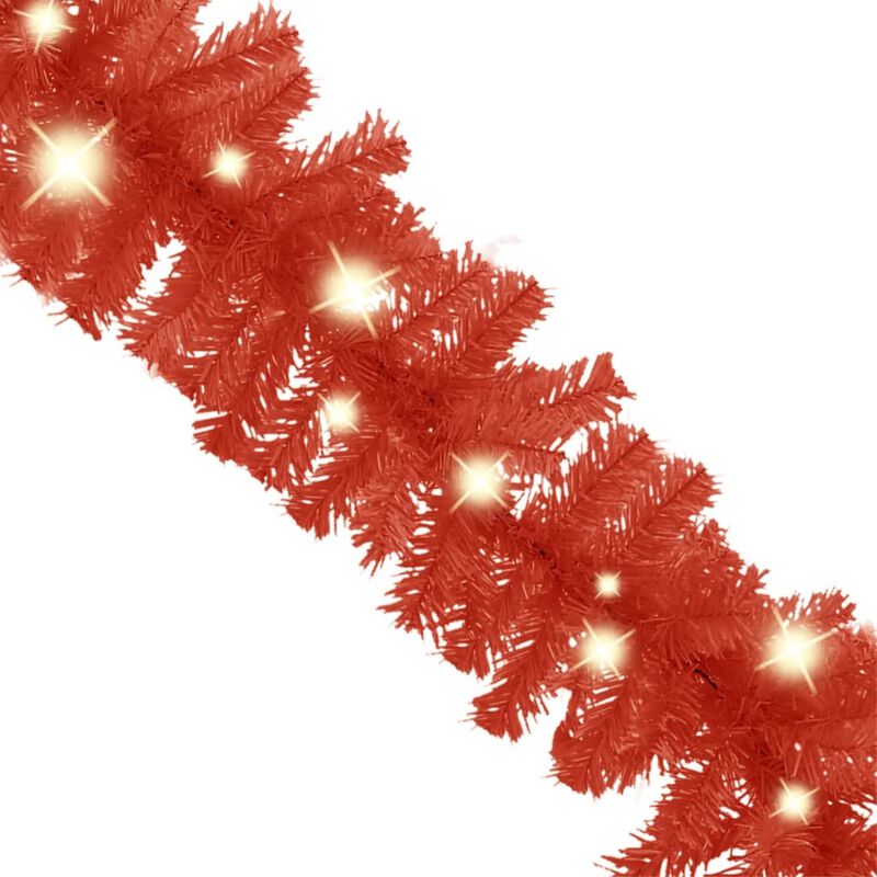 vidaXL Christmas Garland with LED Lights 393.7" Red