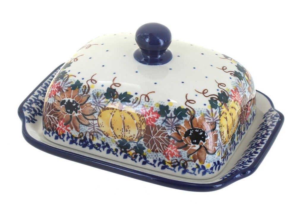 Blue Rose Polish Pottery Teresa Butter Dish