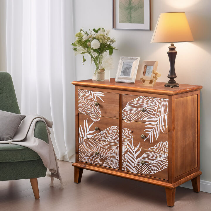 Bohemian 6-Drawer Chest, Stylish Dresser for Bedroom & Living Room Storage