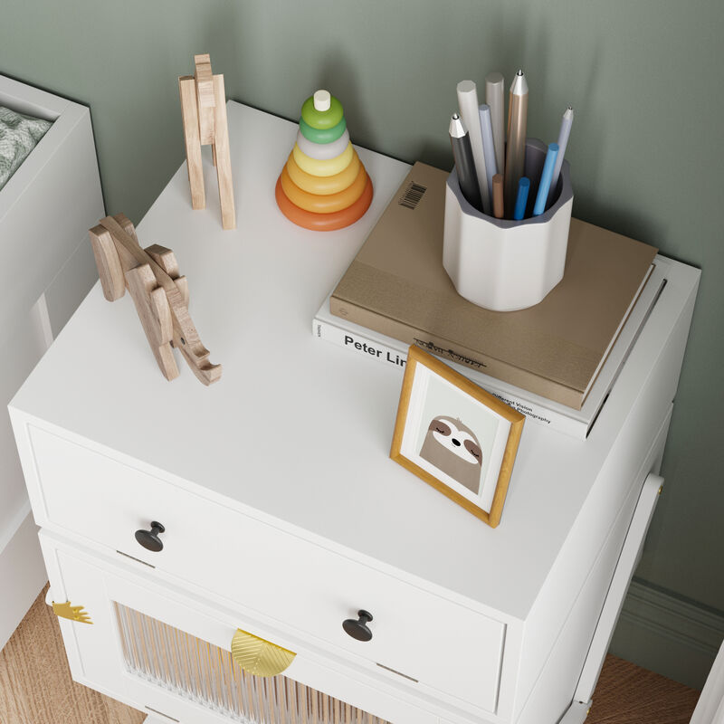 FUFU&GAGA Robot-Themed Storage Cabinet - Modern Organizer, (27.6" H x 18.9" W x 15.7" D) ,White