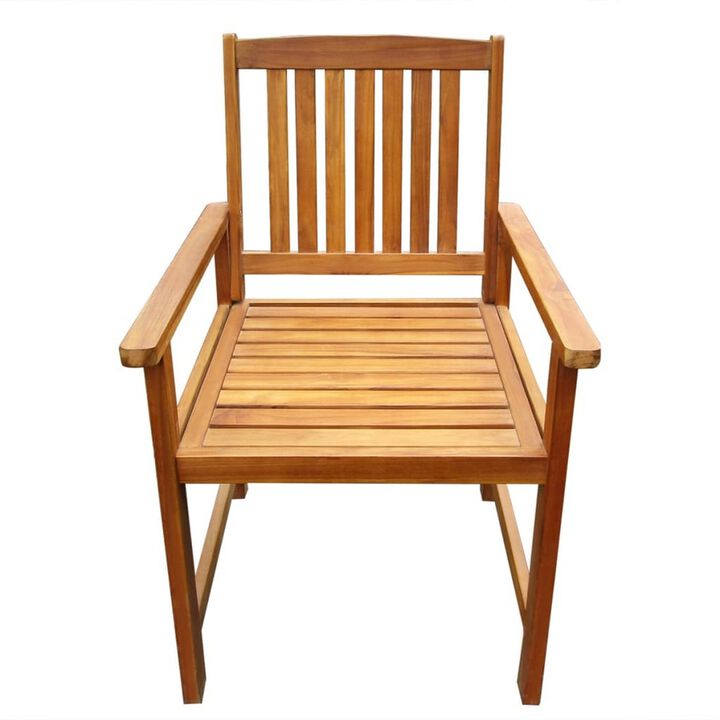 Dusk Outdoor Chairs Set of 2, Slatted Natural Brown Acacia Wood - Benzara