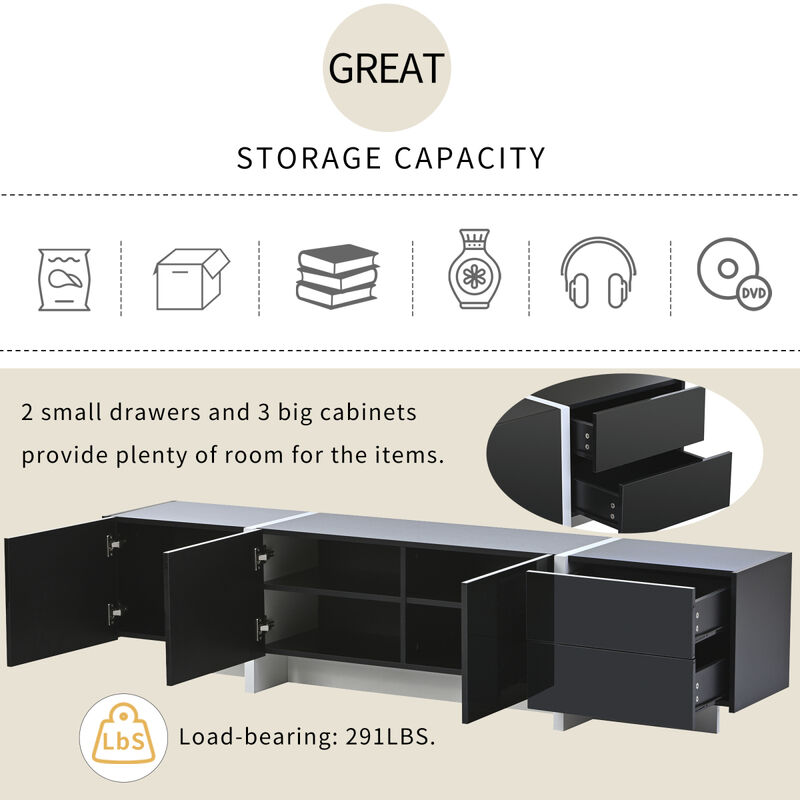 Modern Rectangle TV Stand for TVs Up To 80"