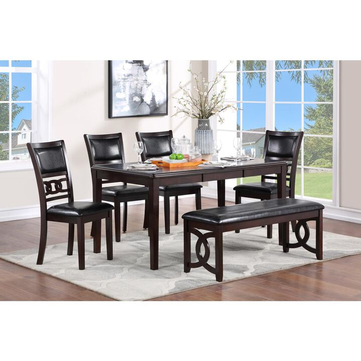 New Classic Furniture Furniture Gia 46 Solid Wood and Faux Leather Bench in Ebony Black