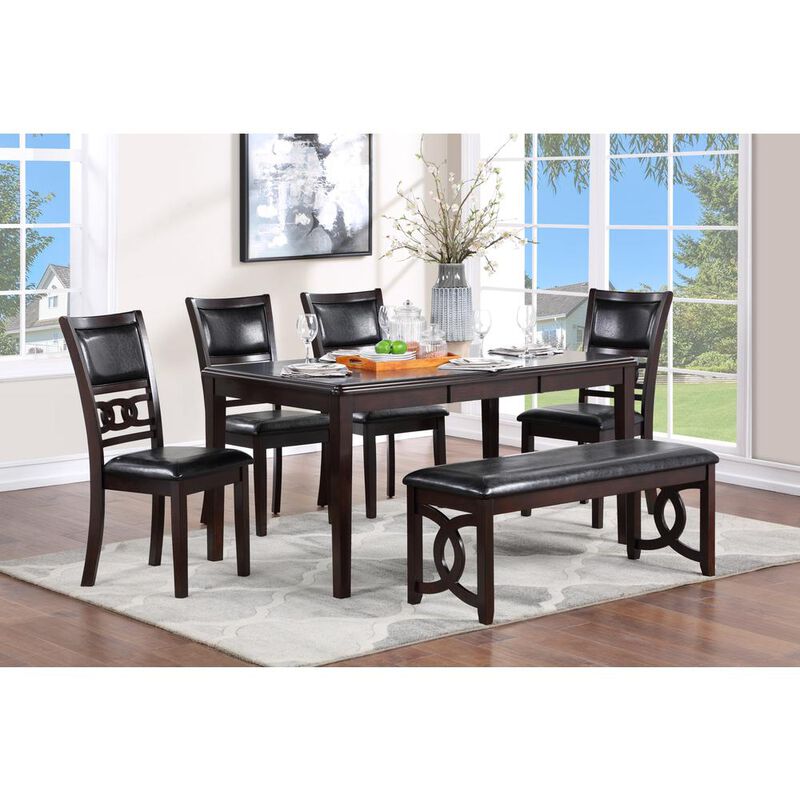 New Classic Furniture Furniture Gia 46 Solid Wood and Faux Leather Bench in Ebony Black