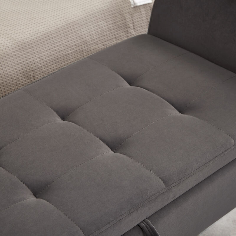51.5" Bed Bench With Storage Grey Velvet