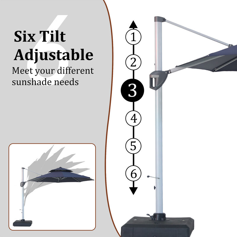 MONDAWE 11ft 2-Tier Square Cantilever Outdoor Patio Umbrella with Included Cover