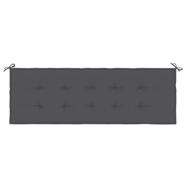 Claire Outdoor Cushion for Bench, 59 Inch Tufted Gray Oxford Fabric - Benzara