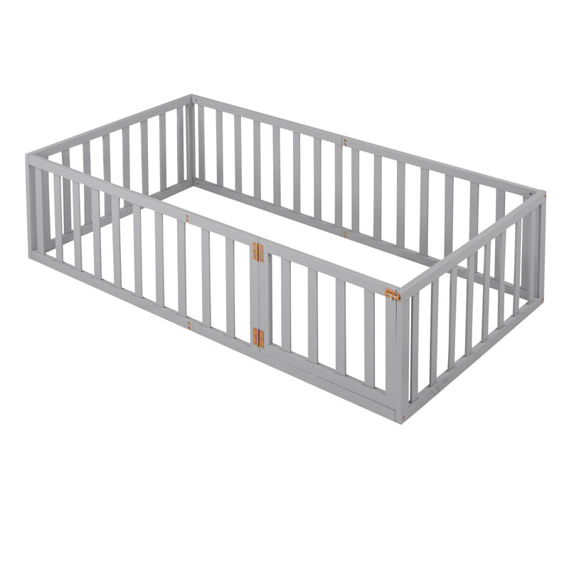 Twin Size Wood Daybed Frame With Fence