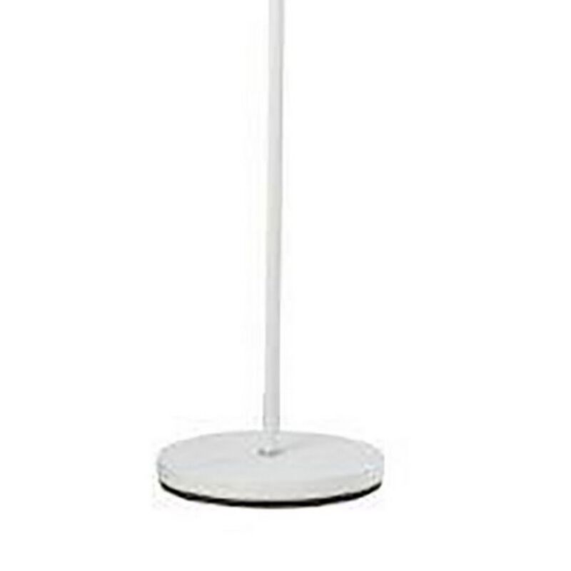 Floor Lamp with Adjustable Torchiere Head and Sleek Metal Body, White-Benzara