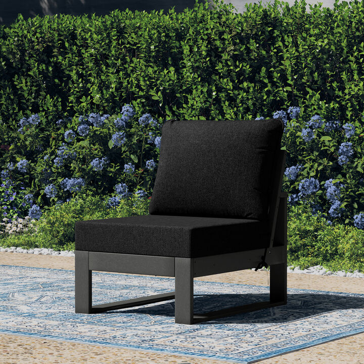 WestinTrends Outdoor HDPE Sectional Armless Chair with Water-Proof Patio Cushions
