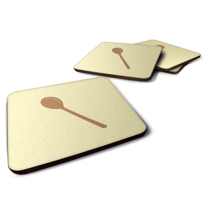 Caroline's Treasures Wooden Spoon on Yellow Decorative coasters, 3.5, Multicolor