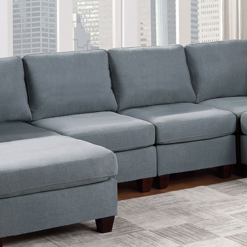 U-Sectional Couch Modular 6pc Set Sectional Sofa with Ottomans Living Room Furniture