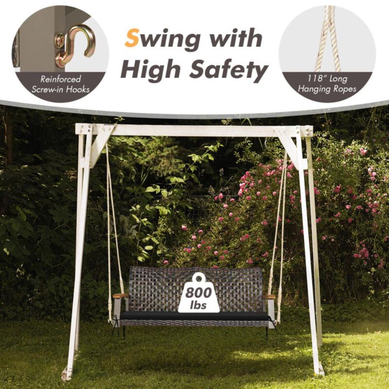 Hivvago 2-Person Rattan Hanging Porch Swing Chair