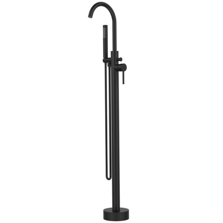 Floor Mount Bathtub Faucet, Single Handle Freestanding Tub Filler with Hand Shower, 6 GPM