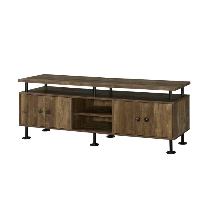 ACME Ensata II TV Stand , Rustic Oak  & Black Finish