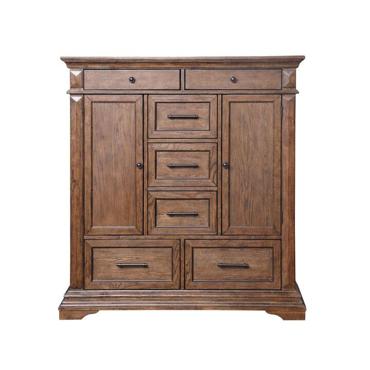 New Classic Furniture Furniture Mar Vista Solid Wood 6-Drawer Door Chest in Brushed Walnut