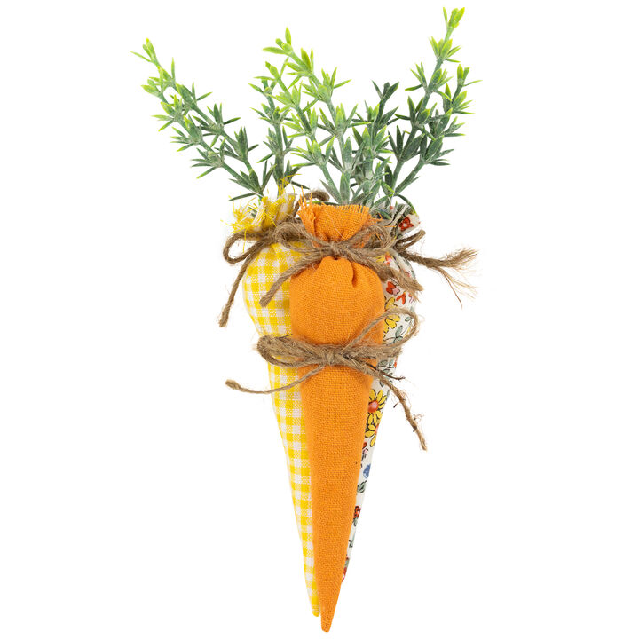 Fabric Carrot Easter Decorations - 9" - Orange and Yellow - Set of 3
