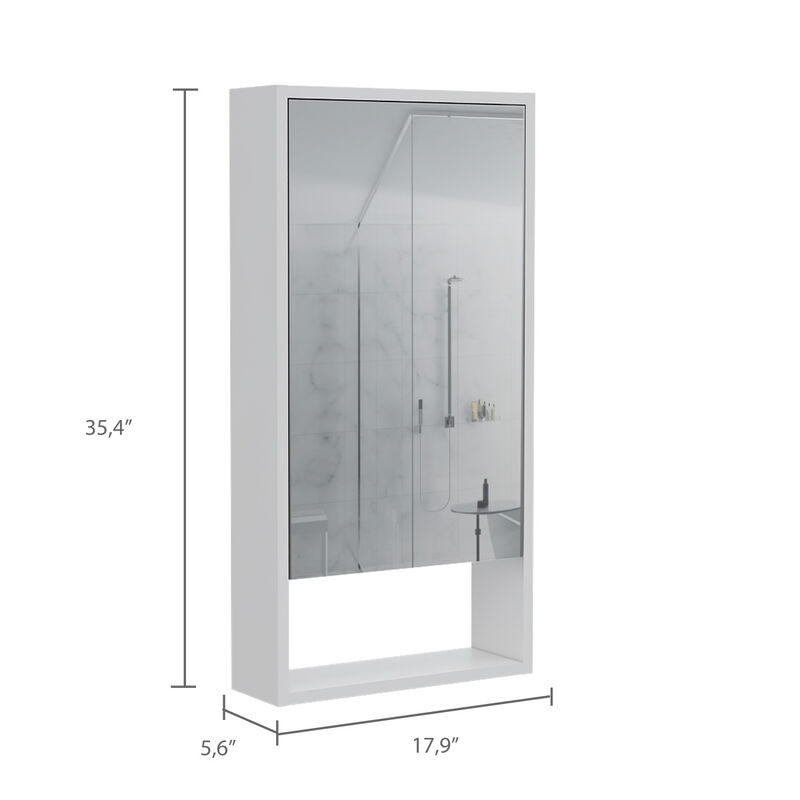 Mariana Medicine Cabinet, One External Shelf, Single Door Mirror Two Internal Shelves - White