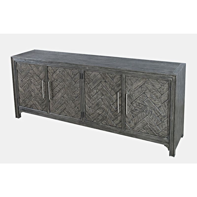Jofran Gramercy Mid-Century Modern Chevron Four Door 79 Accent Cabinet