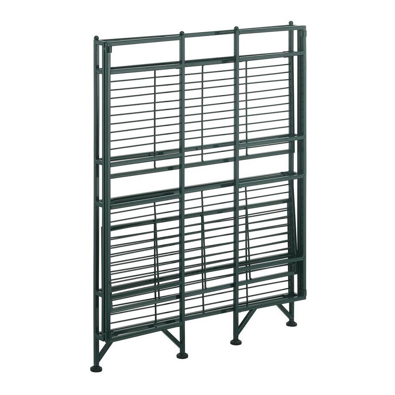 Convenience Concepts Xtra Storage 3 Tier Wide Folding Metal Shelf, Green
