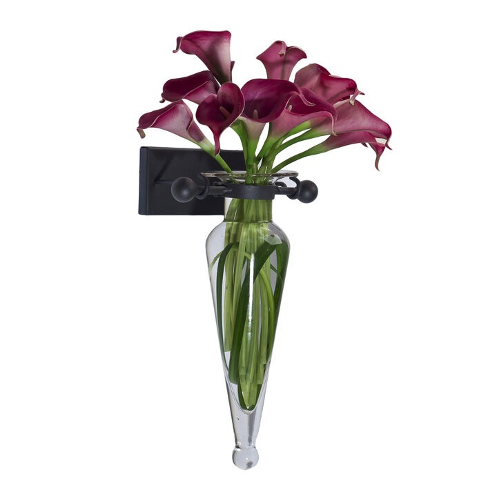 Amphora Vase on Iron Sconce with Finials