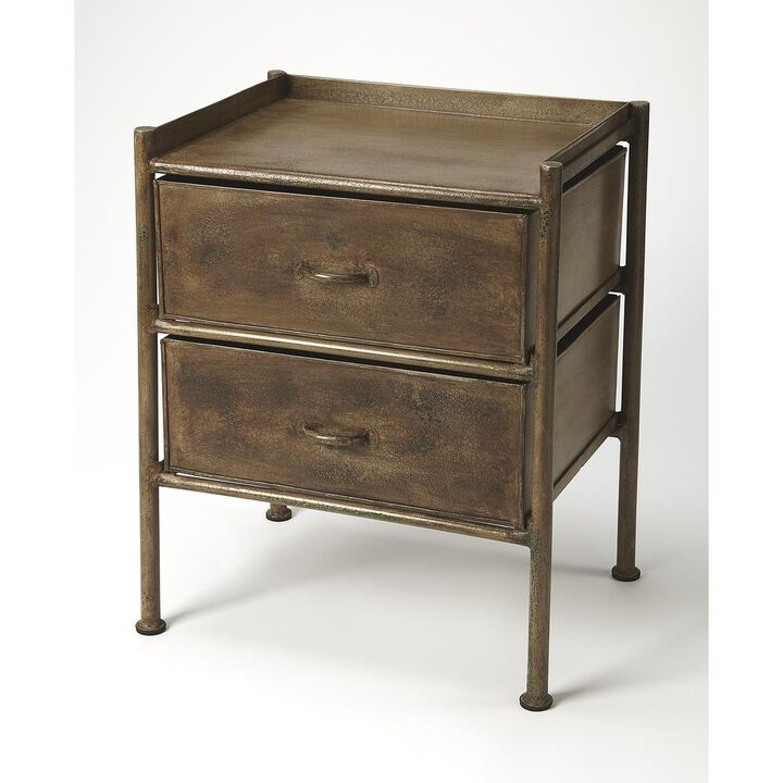 Industrial Bronze 2-Drawer Side Table, Belen Kox