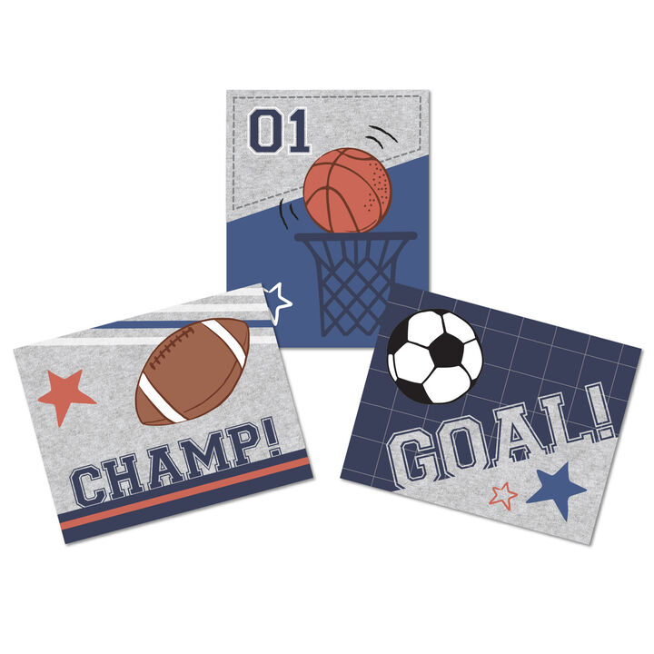 Lambs & Ivy Baby Sports 3 Piece Unframed Nursery/Child Wall Art 11� X 14�