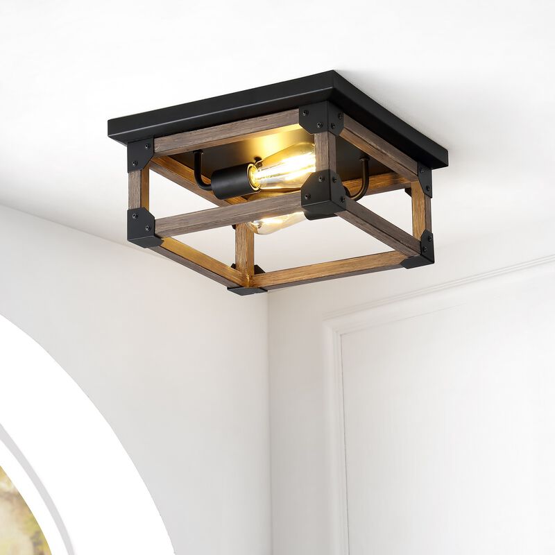 Cheshire 2-Light Iron Rustic Farmhouse LED Flush Mount