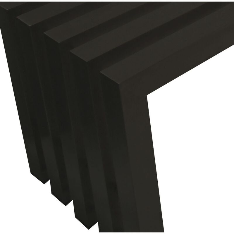 Namo 58 Inch Accent Bench, Modern Slatted Design, Rectangular, Black Steel - Benzara