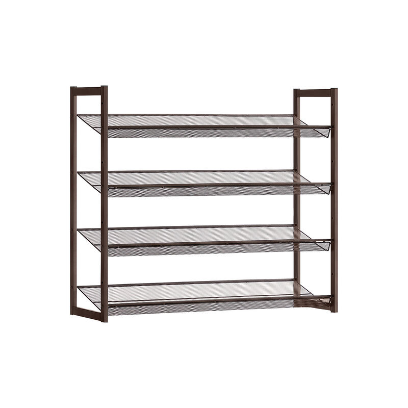 8-Tier Shoe Rack - Set of 2 Stackable 4-Tier Metal Mesh Shoe Organizers for Storage